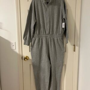 Old Navy Heather Gray Zip-Up Jumpsuit